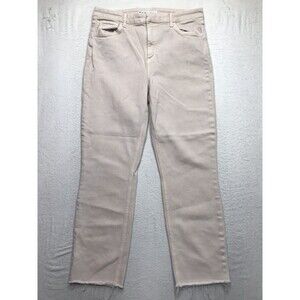 FRANK & EILEEN Derry Jean Women 31x27 Oatmeal Skinny Stretch Raw Hem Denim USA